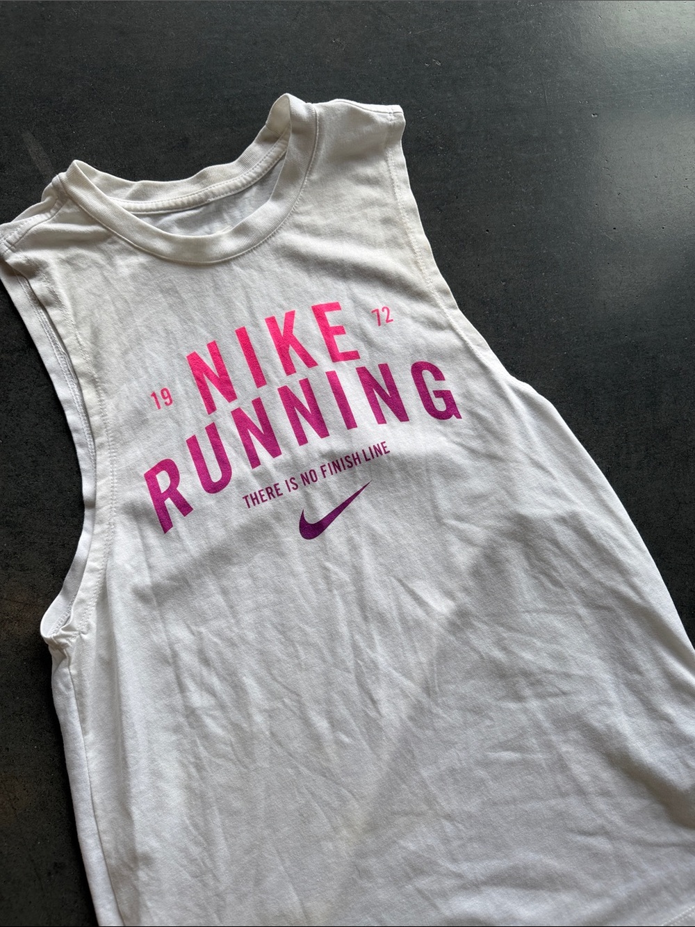 Nike White Tank with Bright Pink Running Logo